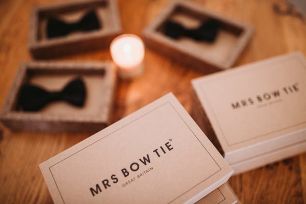 Close up of the grooms bow ties.